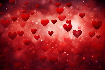 AI generated illustration of an abundance of vibrant red hearts floating across a red backdrop