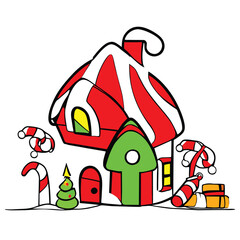 drawing of a christmas house