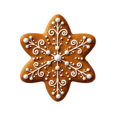 Gingerbread cookie christmass treat snow shaped cutout transparent background