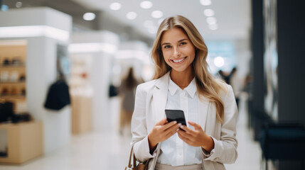 Urban Chic: Fashionable Businesswoman with Smartphone on the Go