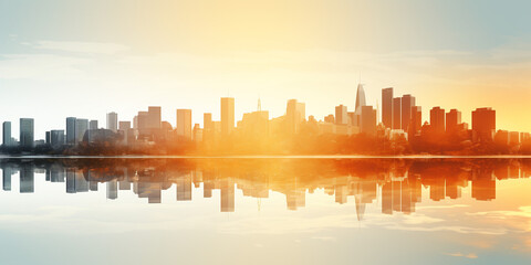 Fototapeta premium Business Hintergrund, Skyline, Börse, Stadt, City, New York, Sonnenaufgang, Präsentation