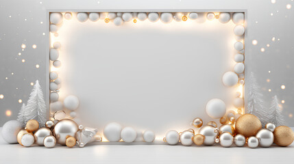 Decorative Christmas frames for events. Frames for events with lights, Christmas balls, gifts, stars, leaves...
