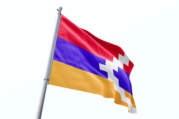Artsakh flag waving isolated on white background