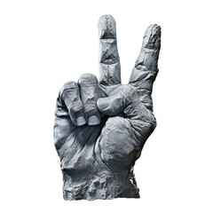 Peaceful Gesture: A Statue Depicting a Hand Making the Peace Sign. PNG File
