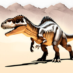 Great colored dinosaurs in the steppe