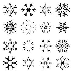 Set of snowflakes, vector illustration, winter background	