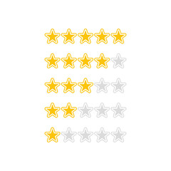 Five stars rating Customer review or feedback icon isolated on transparent background