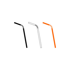 Straw plastic set icon isolated on transparent background