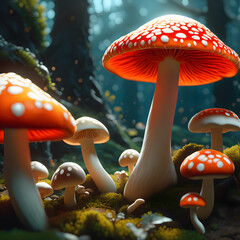 colored Mushrooms, AI-Generatet