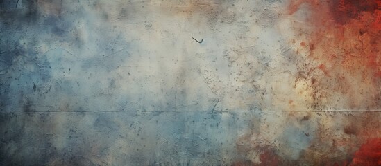 Fototapeta na wymiar In the vast expanse of the background, a mottled texture emerged, capturing the essence of photography with the subtle interplay of gray tones. The abstract pattern on the vintage, blue and red paper