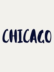 Chicago handwritten illustration , cities and countries concept. black and white