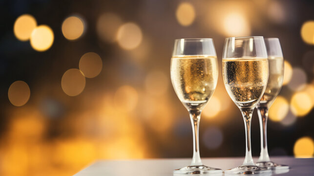 Champagne in luxury glasses for celebration party