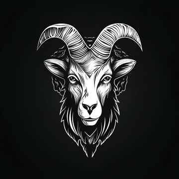 logo black and white Goat's head 