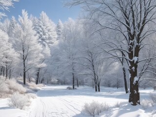 trees in the snow generated by AI