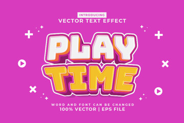 Editable text effect Play Time 3d cartoon template style premium vector