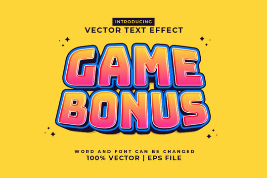 Editable text effect Game Bonus 3d cartoon template style premium vector
