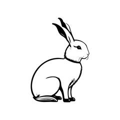 Fototapeta premium Rabbit Icon hand draw black colour lunar animal logo symbol perfect.