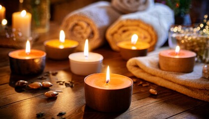 Obraz na płótnie Canvas Flame of comfort aromatherapy spa candles