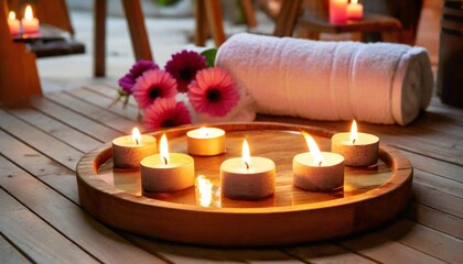 Obraz na płótnie Canvas Flame of comfort aromatherapy spa candles
