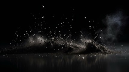 dust particles splash and bokeh on a dark background