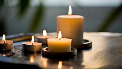 Fototapeta na wymiar Flame of comfort aromatherapy spa candles