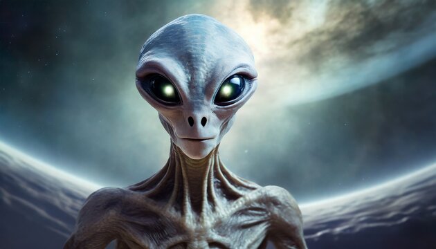  Sci-fi invasion spooky close up of an extraterrestrial