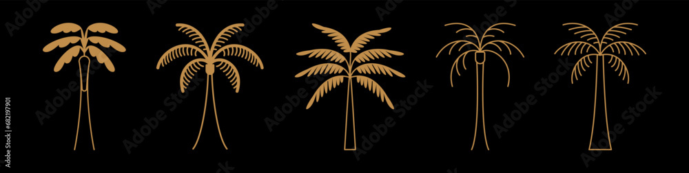 Poster vector logo design template with palm trees - abstract summer and vacation badge and emblem for holi