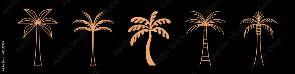 Poster vector logo design template with palm trees - abstract summer and vacation badge and emblem for holi
