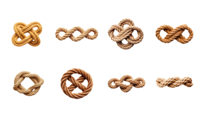 Collection of PNG. Rope knot isolated on a transparent background.