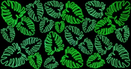 seamless pattern with green  leaves outline