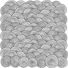 Pattern for coloring book. Hand-drawn swirls, ringlets, sea waves, circles. Doodle, vector, zentangle design element. Adult coloring book