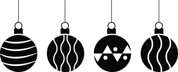 Abstract christmas balls icons design. Trendy christmas ball, traditional ball isolated on white background. Traditional christmas ball vector illustration - obrazy, fototapety, plakaty