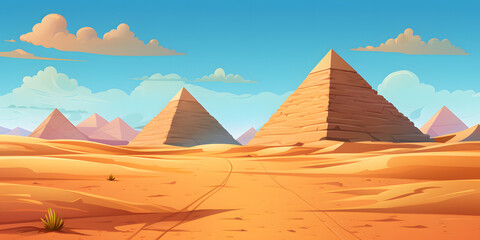 Fototapeta na wymiar Pyramids in the desert landscape vector background