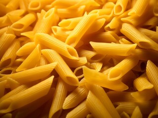 Pasta Poetry: A Macro Symphony of Penne Elegance, Textured Euphony Unfolding Against a Canvas of Culinary Artistry Illustration Generative AI