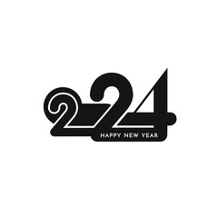 Happy new year 2024 text design on white background