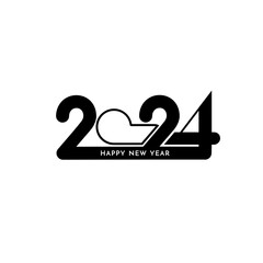 Happy new year 2024 creative text design white background