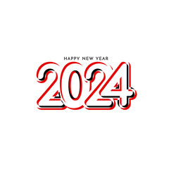 Happy new year 2024 creative text design white background