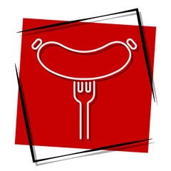 sausage red banner in frame. Vector illustration.