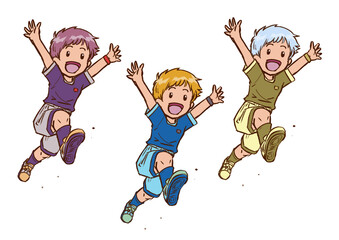 喜びジャンプする少年2