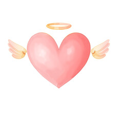 heart with wings watercolor transparent background