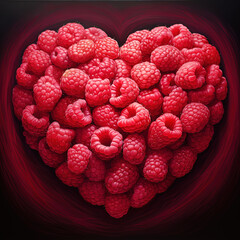 Luscious Raspberry Heart on Swirling Dark Background