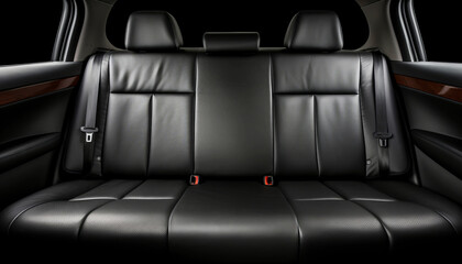 Luxurious black leather rear seats of a modern car. black car interior