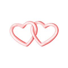 intertwined hearts watercolor isolated illustration