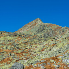 Furkotsky stit mountain peak from highest part of Furkotska dolina valley in High Tatras mountains in Slovakia © honza28683