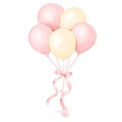 watercolor pink and white balloons illustration