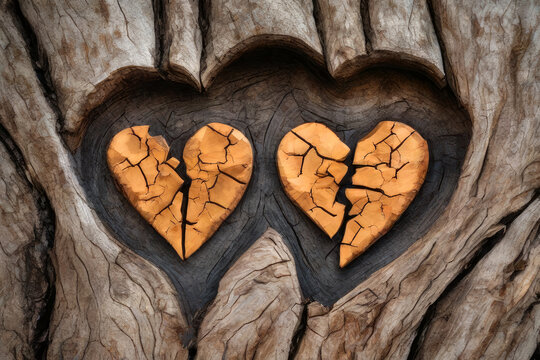 two carved heart, generated by artificial intelligence