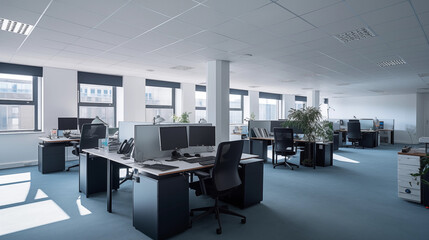 Fototapeta na wymiar Empty office space with a grey floor