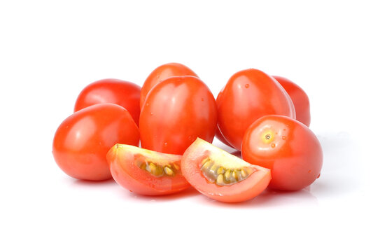 Plum Tomatoes On White Background