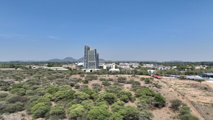 Fototapeta na wymiar Fairscape Precinct tower at Fairgrounds in Gaborone, Botswana, Africa
