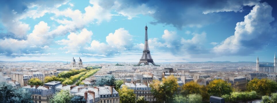 古いパリ風の街並みパノラマ